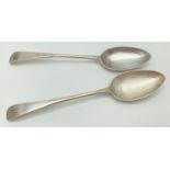 A pair of Georgian Scottish silver tablespoons with engraved monogram to handles. Fully hallmarked