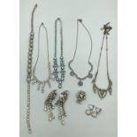 A collection of vintage 1950's & 60's diamanté jewellery. To include rainbow, clear glass and aurora