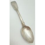 A Mary Chawner Georgian silver fiddle pattern dessert spoon with engraved hand design to handle.