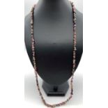 A 30" multi-coloured tourmaline chip costume jewellery necklace with T bar clasp. Ex jewellery
