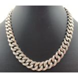 A heavy 16 inch 925 Mexican silver curb chain with push clasp and safety clip. Total weight approx