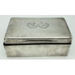 A Victorian silver hinge lidded cigarette box cover (liner missing) with engraved detail to lid.