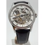A men's Rotary manual wind skeleton wristwatch model GS02521/06(13771) with leather strap. Stainless