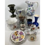 A box of assorted vintage ceramics to include vases & jugs. Lot includes: a Victorian Booth's Wash