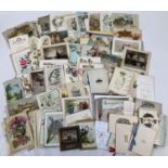 A box containing a quantity of assorted Victorian & Edwardian greetings cards. To include