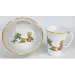 2 pieces of Shelley Mable Lucie Attwell nursey ceramics with fairies See-saw design. A tall slim mug