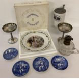 A collection of assorted vintage ceramics, glass and metal ware items. To include a boxed Royal