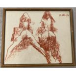 Peter Collins - original, signed & dated pastel sketch of the female form, framed & glazed.