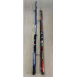 2 fishing rods. A Mitchell Challenge Pro fibre glass 12ft Beachcaster with casting 10 150 grms.