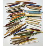 A collection of vintage advertising pencils in used and unused condition, some of local interest.