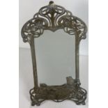 A freestanding brass Art Nouveau style table mirror, marked "WMF" to reverse. Approx. 51cm tall.