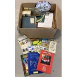 A boxed of mixed ephemera items. To include theatre programmes, Peterborough Football Club and Kings