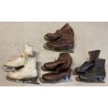 4 pairs of vintage leather ice skating boots to include Aston, Mercurio and Becker-Jackson.