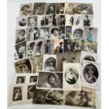 Approx. 60 assorted Edwardian postcards of singers, stage actresses and beauties. Together with 28