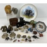 A collection of elephant related collectable items. To include David Shepherd plate, Wedgwood
