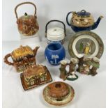 A collection of Victorian & vintage ceramics to include biscuit barrels & teapots. Lot includes: