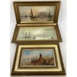 A pair of gilt framed and glazed 19th century oil on canvas paintings of sailing boats. Together