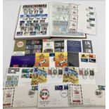 A vintage stamp stock album together with a quantity of first day covers and stamp collectors