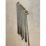A set of 9 Ladies Empress Flow Weight System golf clubs by Mitsushiba. Low Torque Graphite handles