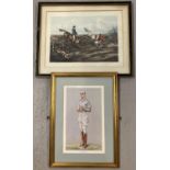 A gilt framed Vanity Fair print of early 20th century polo player Walter S. Buckmaster. Together