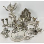 A box of assorted vintage silver plated items.