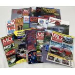 A collection of classic car magazines and catalogues, mostly MG related.