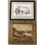 A Victorian gilt framed oil on canvas of a rural maiden with livestock, signed to lower left '