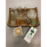 A box of assorted vintage glass ware. To include: 1930's Davidson Chippendale glass, decanters,