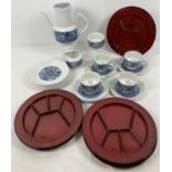 A retro Pontesa "The Castillian Collection" Spanish pottery coffee set. Together with 6 Villeroy &