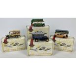 4 boxed Matchbox Collectibles models from The Trolleys, Trams & Buses European Transit Collection.