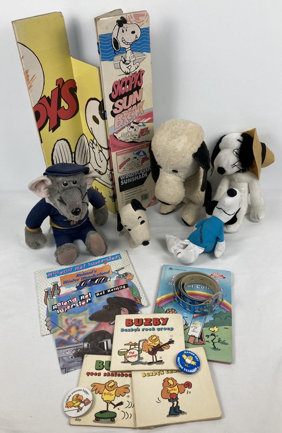 A collection of vintage TV and Cartoon character toys and collectables. To include: Snoopy plush