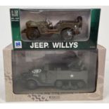 2 boxed WWII US Army military vehicle diecast models. Multiple Gun Motor Carriage M16 by Atlas