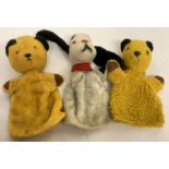 A pair of 1960's Chad Valley Sooty & Sweep hand puppets. Together with one other vintage Chad