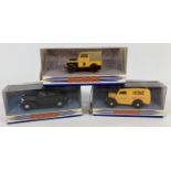 3 boxed die cast vehicles by Dinky. 1950 #DY-5 Ford V8 Pilot, 1950 #DY-4 Ford E83W 10 CWT Van and