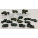 A collection of 16 Matchbox and Lesney vintage diecast military vehicles. To include: tank