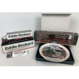 2 boxed Eddie Stobart Commercial lorries & a boxed plate. Corgi #59516 Volvo Short Wheelbase Lorry