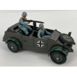 A Britains Ltd diecast Kubelwagon German Scout Car. With two figures, gun and side decals.