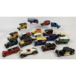 15 unboxed Yesteryear diecast model vans, trucks and cars by Matchbox. Many advertising, to