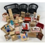 A collection of vintage plastic & wooden dolls house furniture and accessories. To include Sylvanian