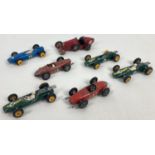 7 Matchbox/Lesney diecast racing cars in playworn condition. Comprising: 3 x No. 19 Lotus, 2 x No.