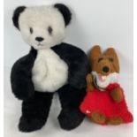 A vintage 26" Merrythought panda soft toy together with a Basil Brush fox pyjama case by Boots.