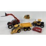 5 unboxed diecast construction and farm vehicles. To include Volvo A25G Articulated Hauler,