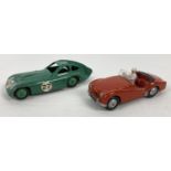 2 vintage 1950's Dinky diecast cars. #163 Bristol 450 in green with No.27 decals - good condition