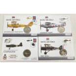 4 commemorative crown coin covers featuring aircraft. 3 from the History of the Royal Air Force -