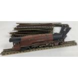 Hornby Dublo "Duchess of Athol" locomotive 6231 in maroon with 1 section of tin plate track.