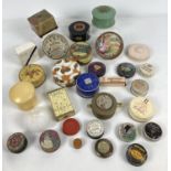 A collection of vintage rouge pots, body & face powders and containers. All in varying sizes and