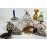 A collection of vintage glass perfume bottles and atomisers. To include: Art Deco, Retro and green