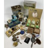 A collection of vintage vanity items and Hand mirrors. To include: boxed "My Fair Lady" bath set