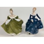 2 Royal Doulton ceramic figurines with transfer print detail to dresses. Lynne - HN2329, modelled by
