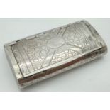 A Georgian silver rectangular cushion form snuff box By William Pugh. Engraved circular, cross and